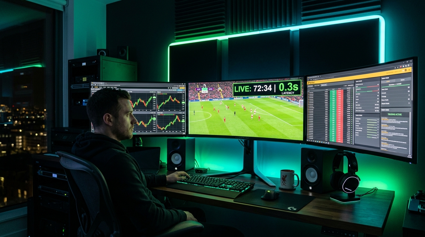 Setup profissional de trading com delay esportivo